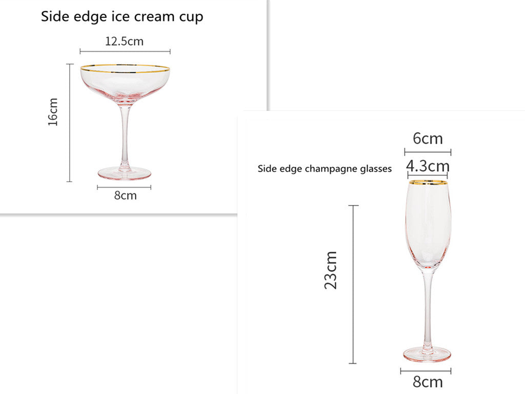Gold Rim Rose Colored Glass Stemware Barware