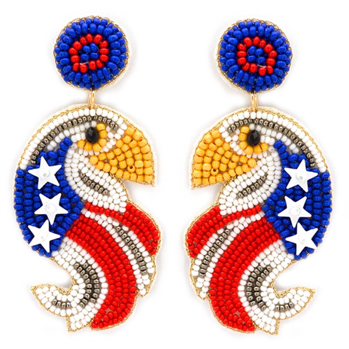Beaded Patriotic Eagle Earrings
