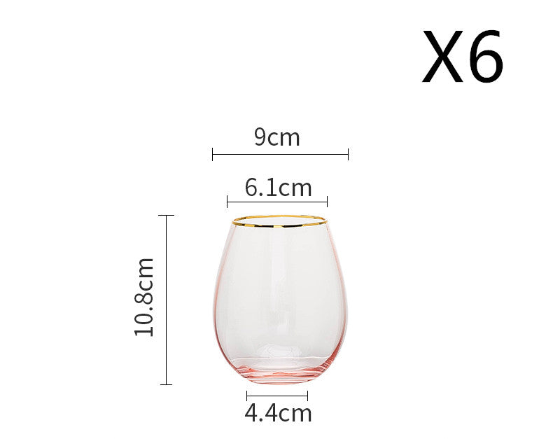 Gold Rim Rose Colored Glass Stemware Barware