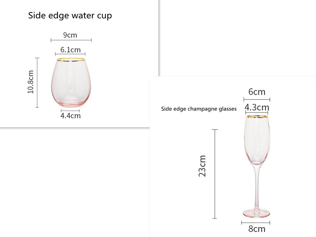 Gold Rim Rose Colored Glass Stemware Barware