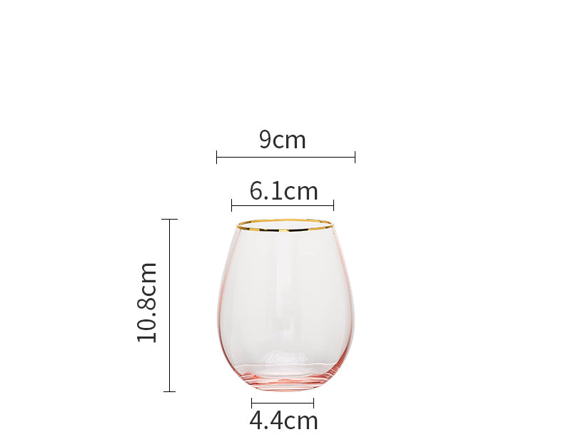 Gold Rim Rose Colored Glass Stemware Barware