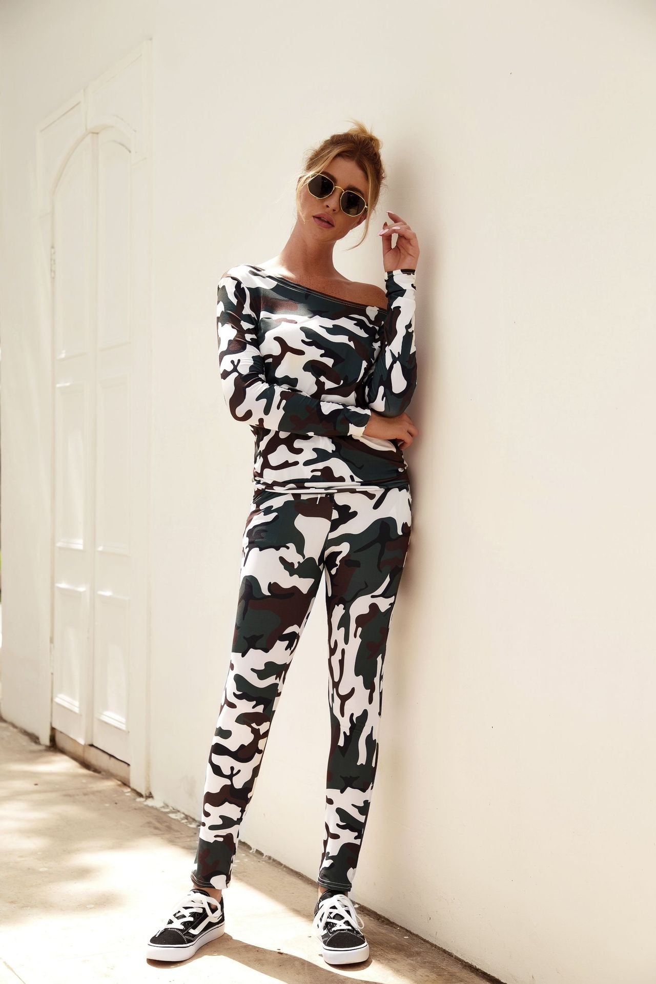 Animal Print Boat Neck Set