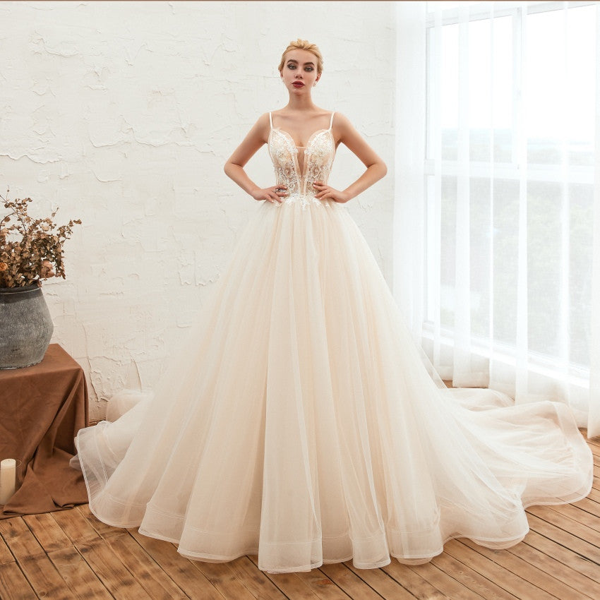Starry Sky Luxury Backless Dream Wedding Dress