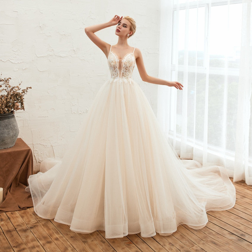 Starry Sky Luxury Backless Dream Wedding Dress