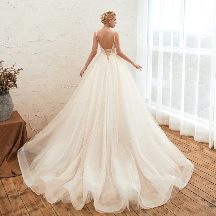 Starry Sky Luxury Backless Dream Wedding Dress