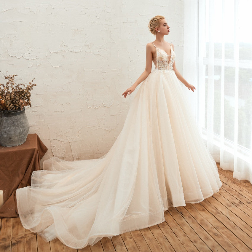 Starry Sky Luxury Backless Dream Wedding Dress