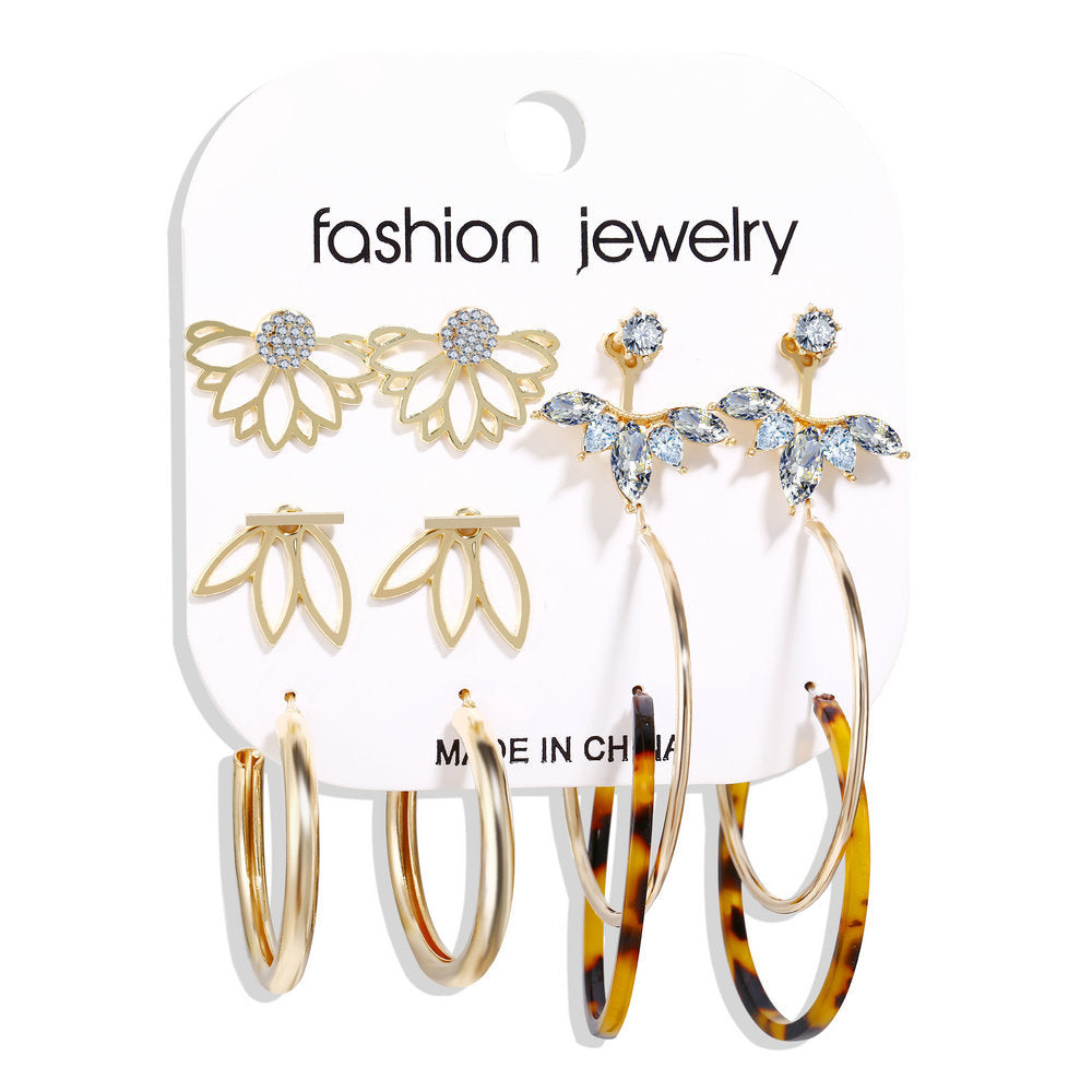 Acrylic Artificial Pearl Circle Tassel Earring Set 6 Pieces Cross Border Earrings
