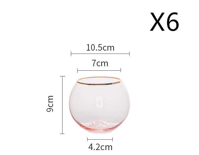Gold Rim Rose Colored Glass Stemware Barware