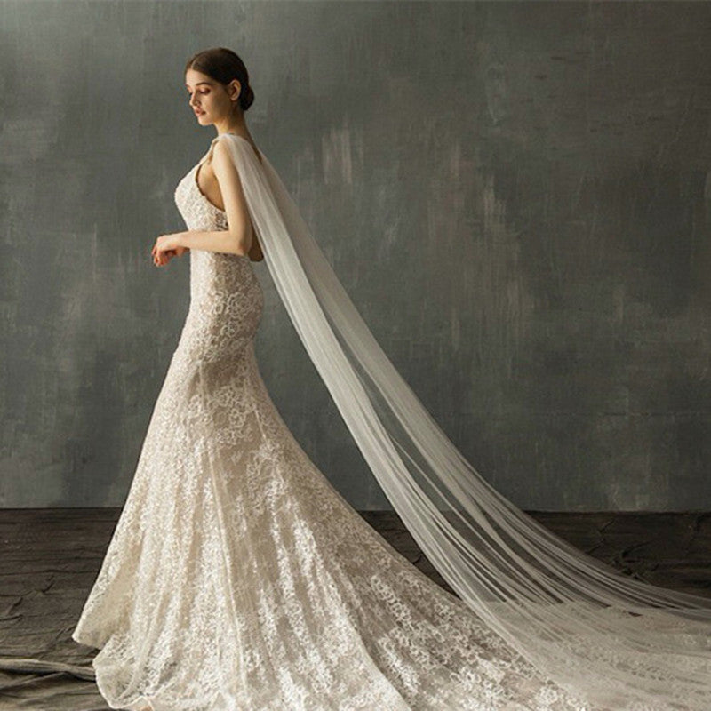 Women's Bridal Long Drag Double Hair Veil