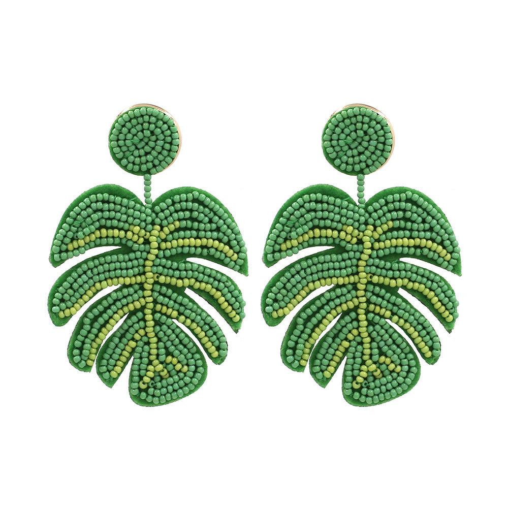 Beaded Leaf Earrings for Honeymoon or Vacation