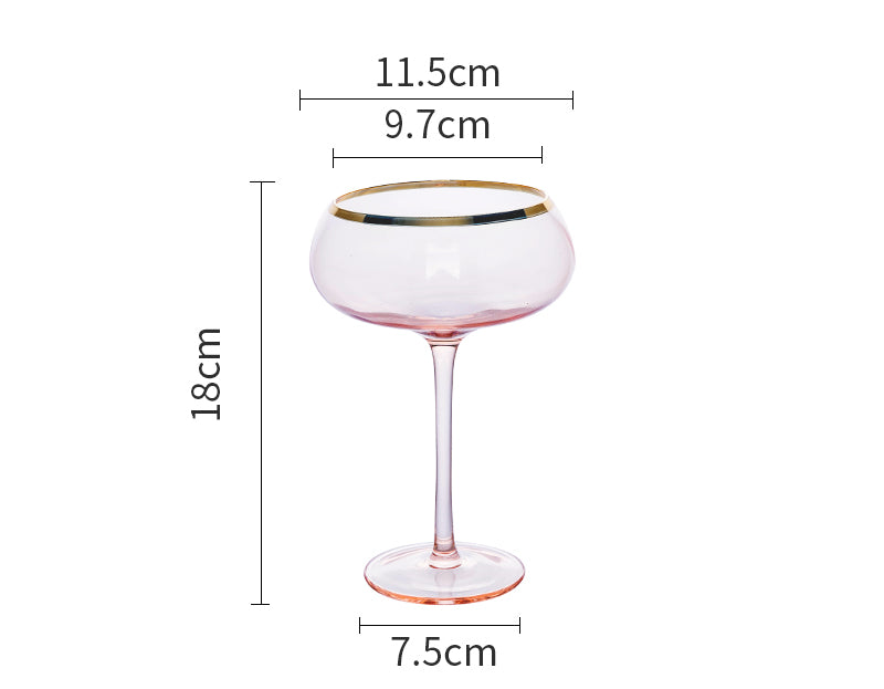 Gold Rim Rose Colored Glass Stemware Barware