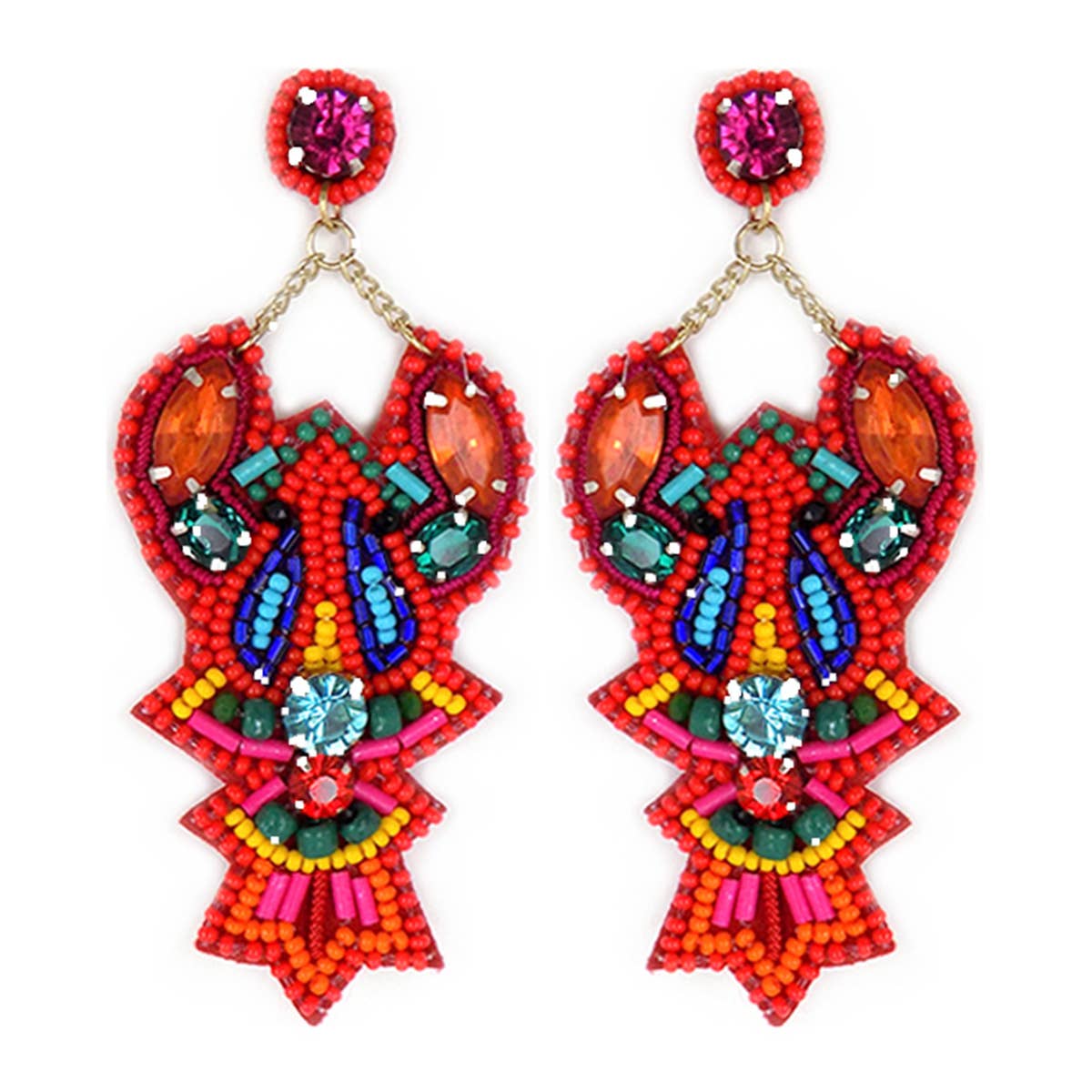 Beaded Lobster Earrings