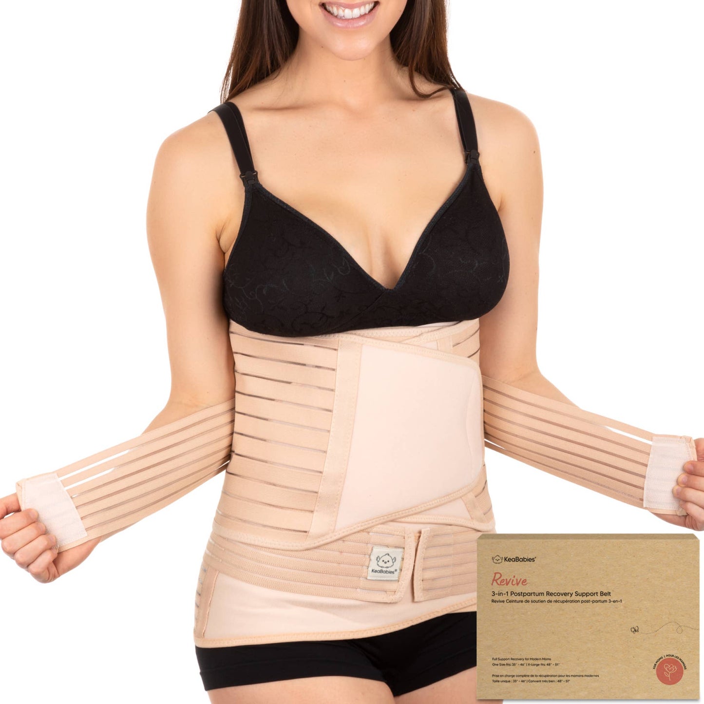 KeaBabies Revive 3 in 1 Postpartum Belt (Classic Ivory, 2XL)