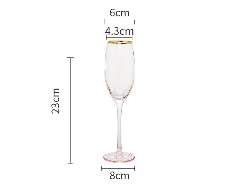 Gold Rim Rose Colored Glass Stemware Barware