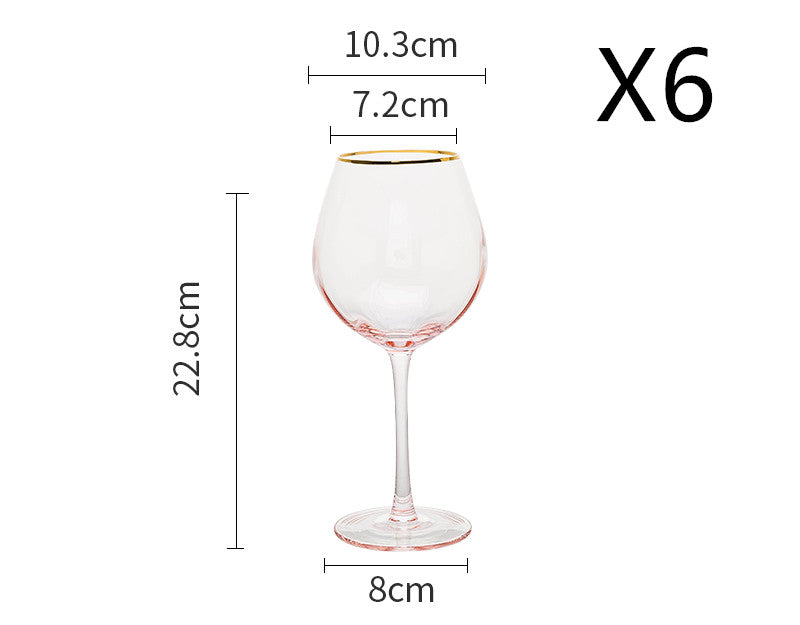 Gold Rim Rose Colored Glass Stemware Barware