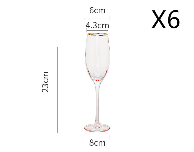 Gold Rim Rose Colored Glass Stemware Barware