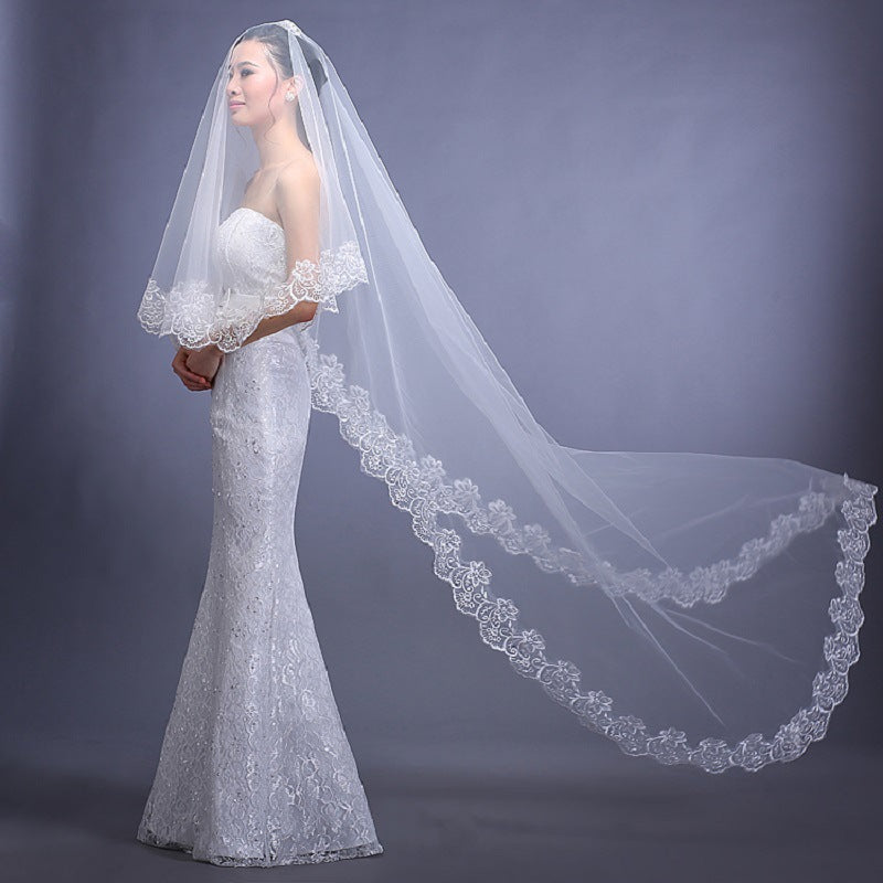 Bridal Wedding Veil Headdress (3 meters long, multiple colors)