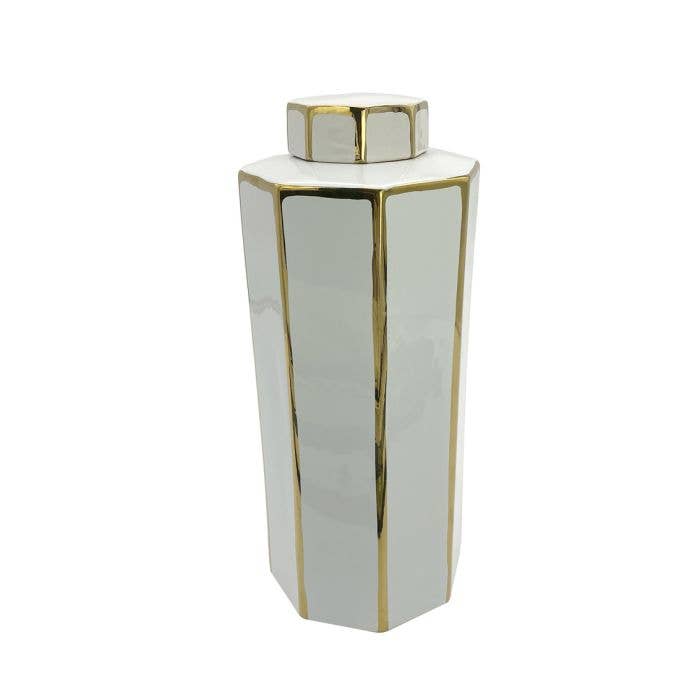 Aurora Gold Lines Vase with Lid Large