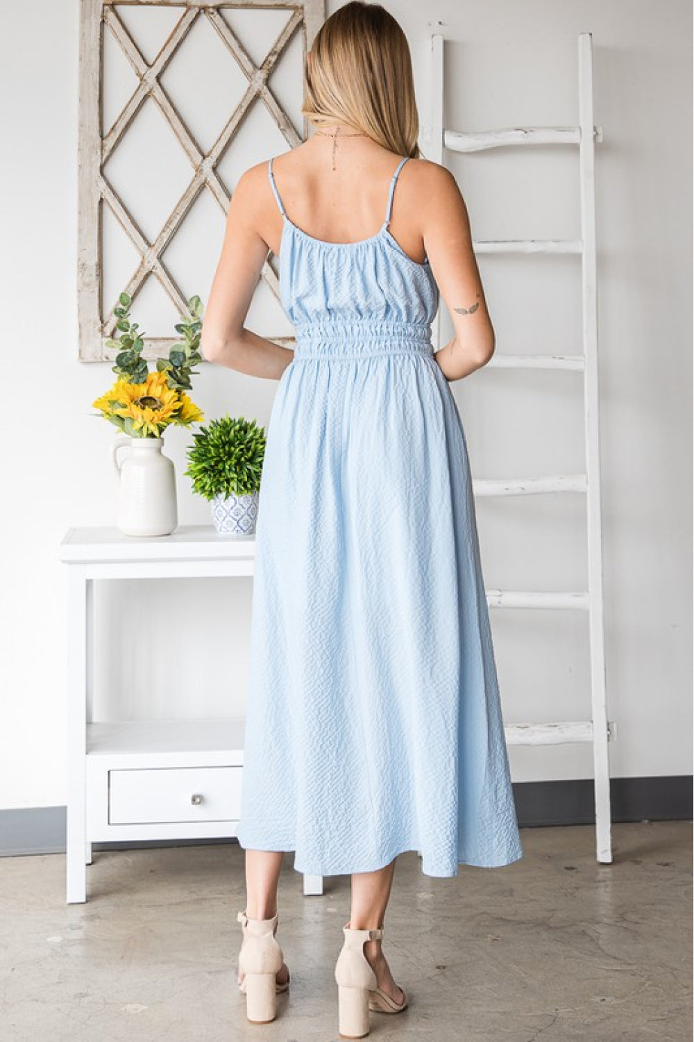 HEYSON French Riviera Textured Woven Sleeveless Dress