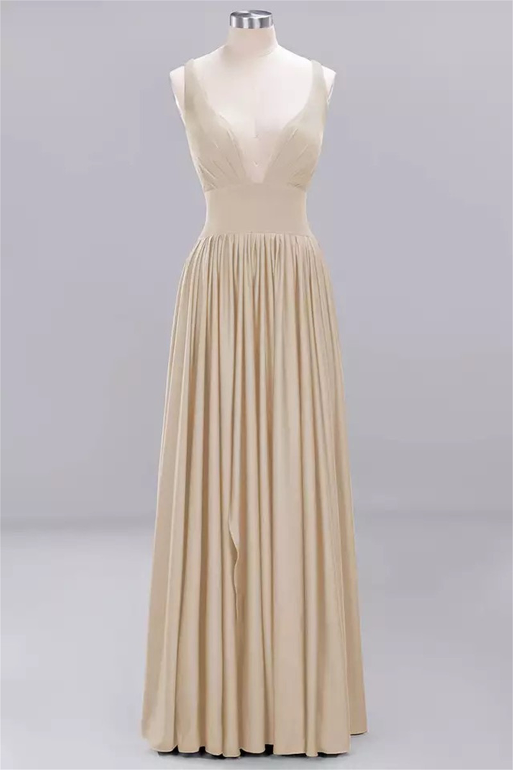 Draped Floor-length A-line Bridesmaid Dresses with Medium Slit