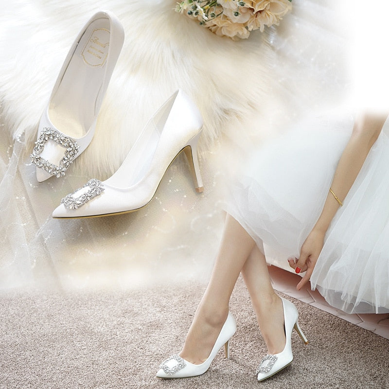 Embellished Satin Pumps