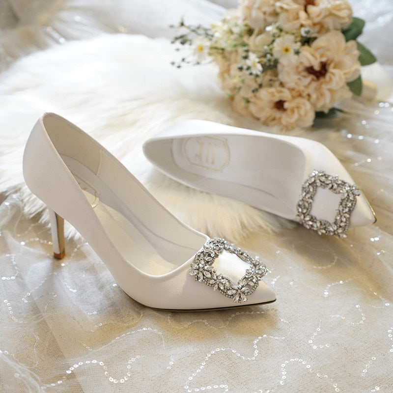 Embellished Satin Pumps