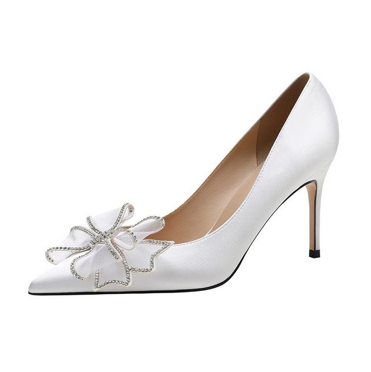 Embellished Satin Pump High Heels