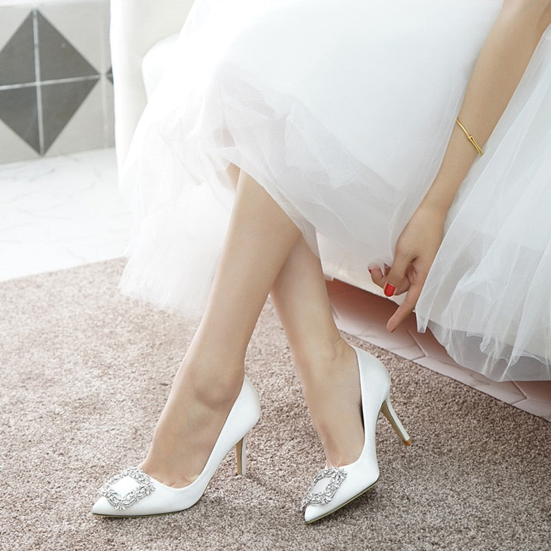 Embellished Satin Pumps