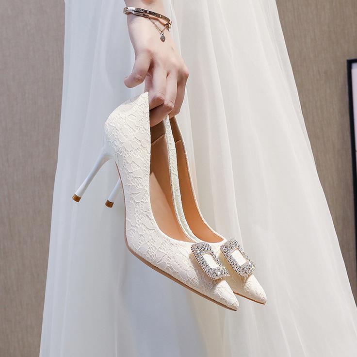 Embellished Satin Pump High Heels