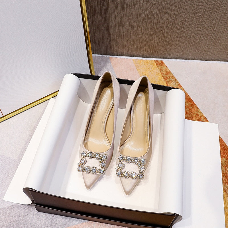 Embellished Satin Pump High Heels