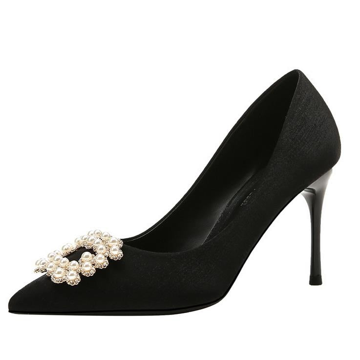 Embellished Satin Pump High Heels
