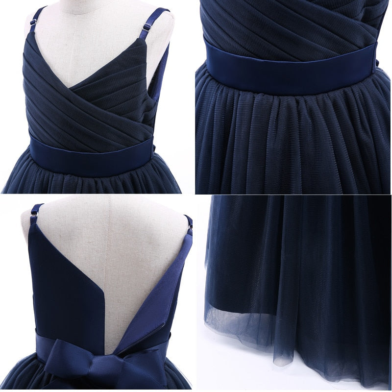 Elegant Girls Big Bow Dress Teen Girl White Ceremony Long Robe Clothing Kids Bridesmaid Wedding