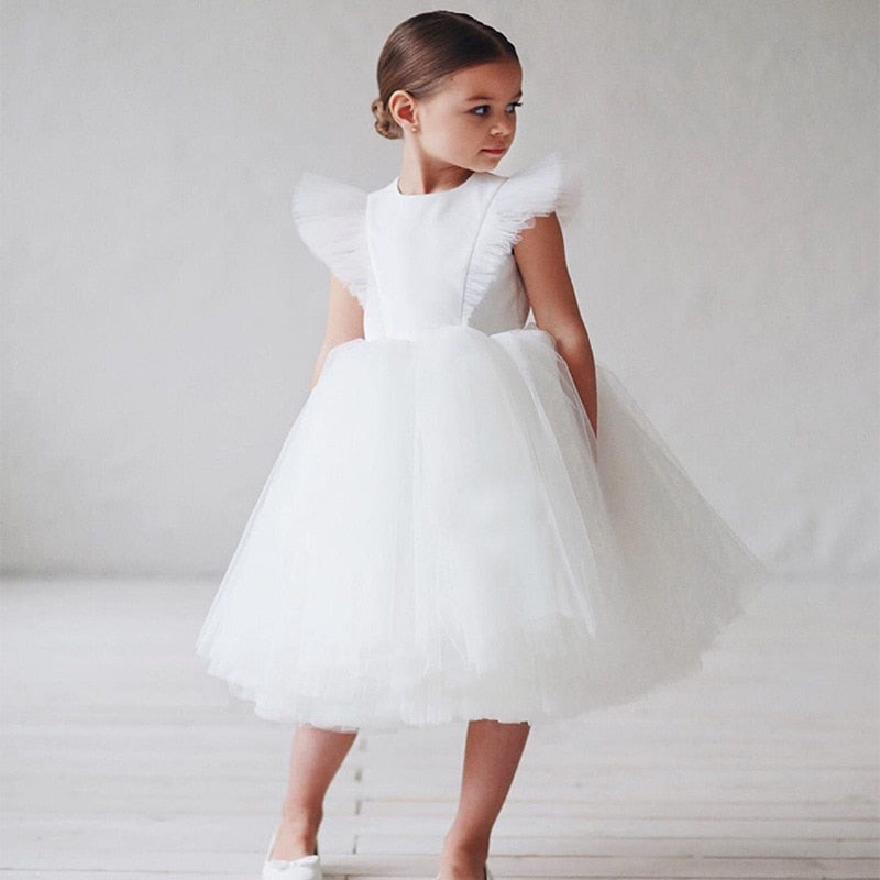 Flower Girl Dress, Girls Elegant Princess Dress, Tulle Skirt, Baby, Girls, Kids, Lace Wedding Ceremony Dresses
