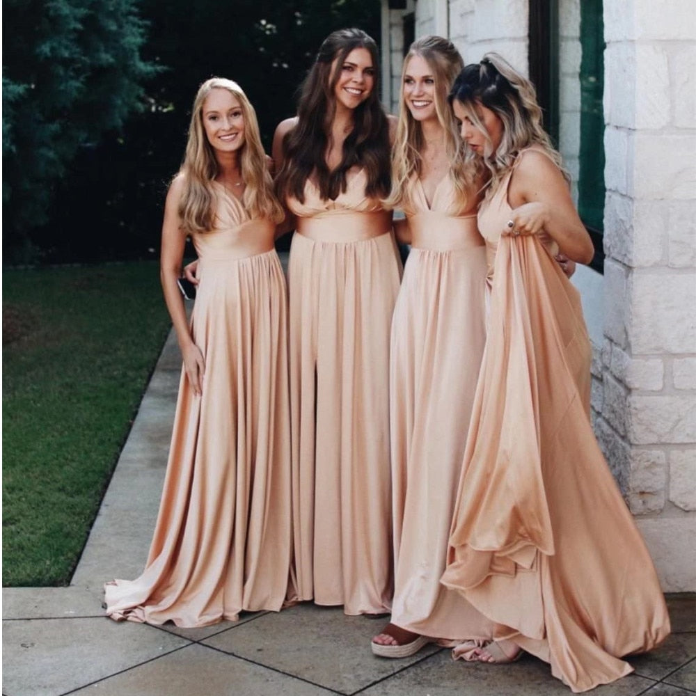 Halter/V-neck Bridesmaid Dress