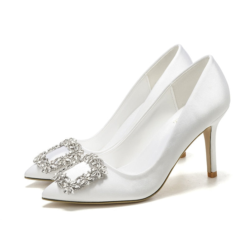 Embellished Satin Pumps