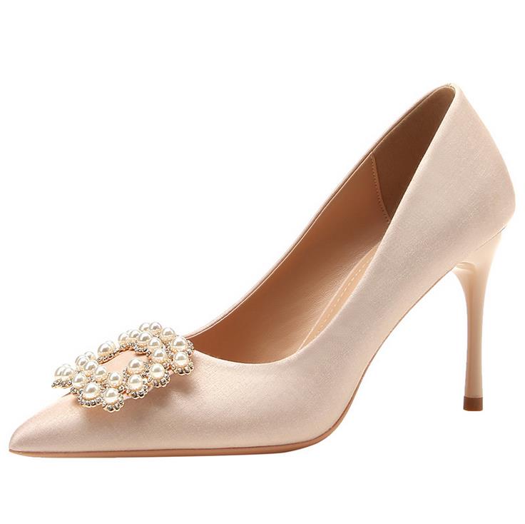 Embellished Satin Pump High Heels