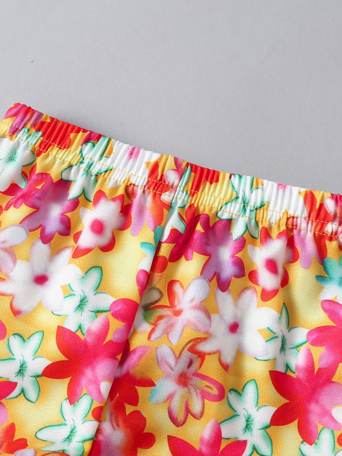 Baby Girl One-Shoulder Ruffled Top and Floral Shorts Set