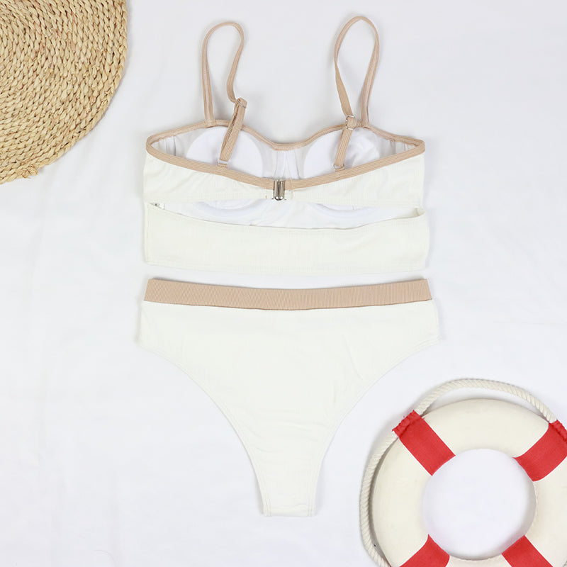 Solid Color Block Swimsuit Bikini