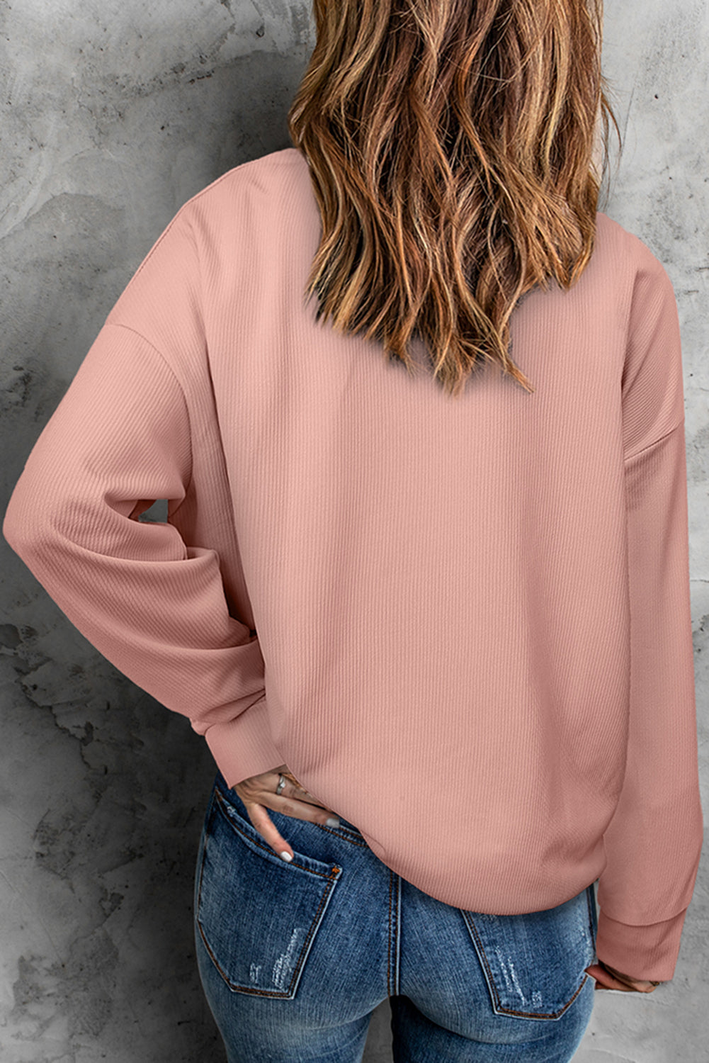 Crew Neck Ribbed Sweatshirt