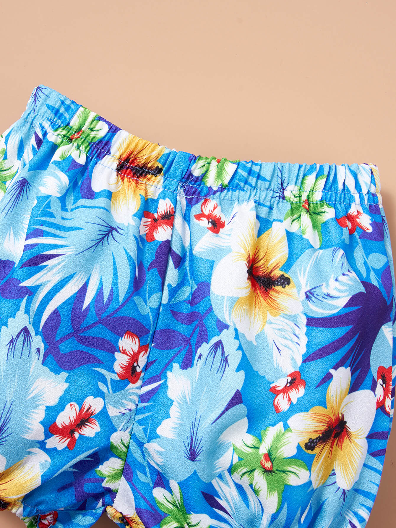 Baby Girl One-Shoulder Ruffled Top and Floral Shorts Set