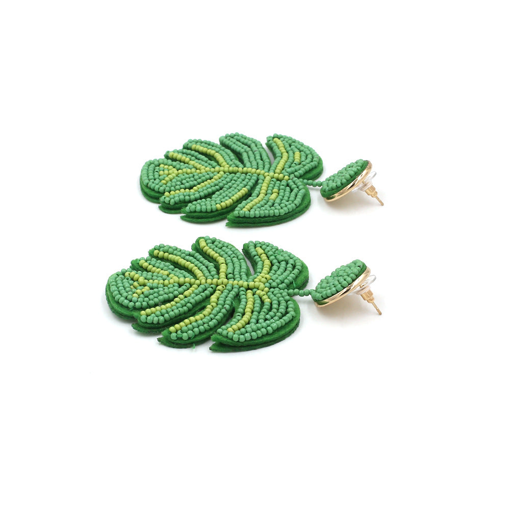 Beaded Leaf Earrings for Honeymoon or Vacation