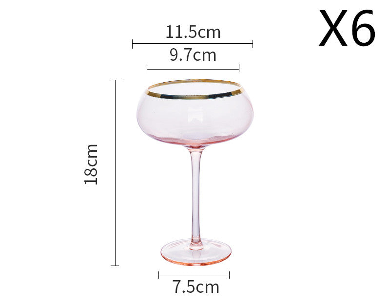 Gold Rim Rose Colored Glass Stemware Barware