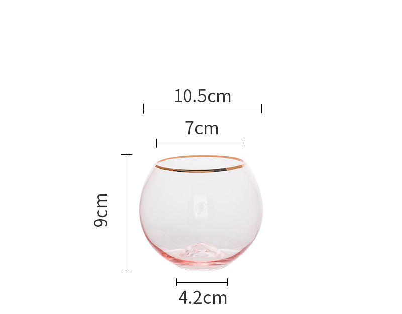 Gold Rim Rose Colored Glass Stemware Barware