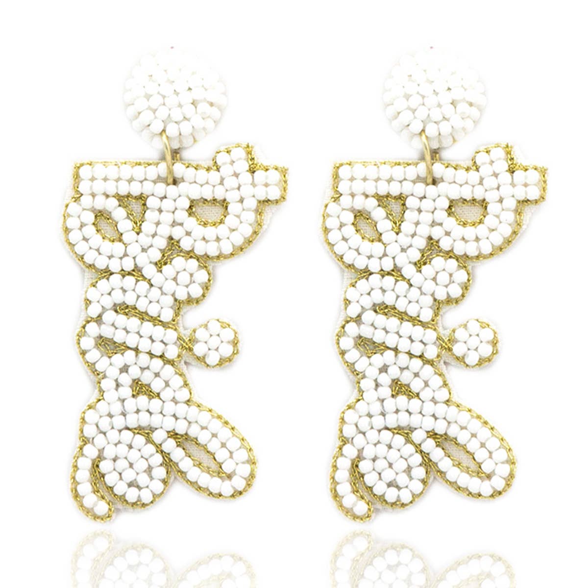 BRIDE Seed Bead Fabric Post Dangle Earrings