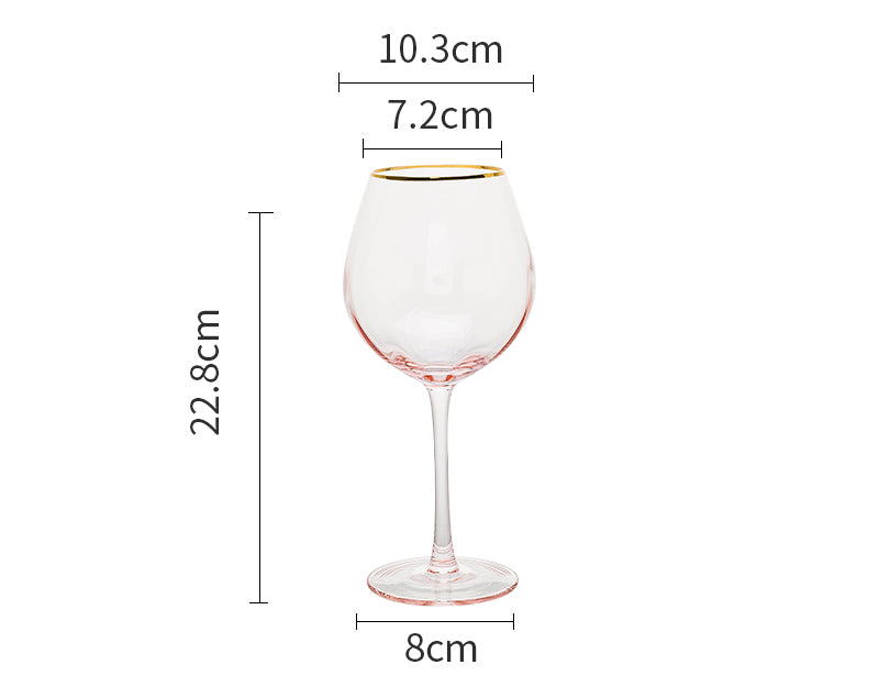 Gold Rim Rose Colored Glass Stemware Barware