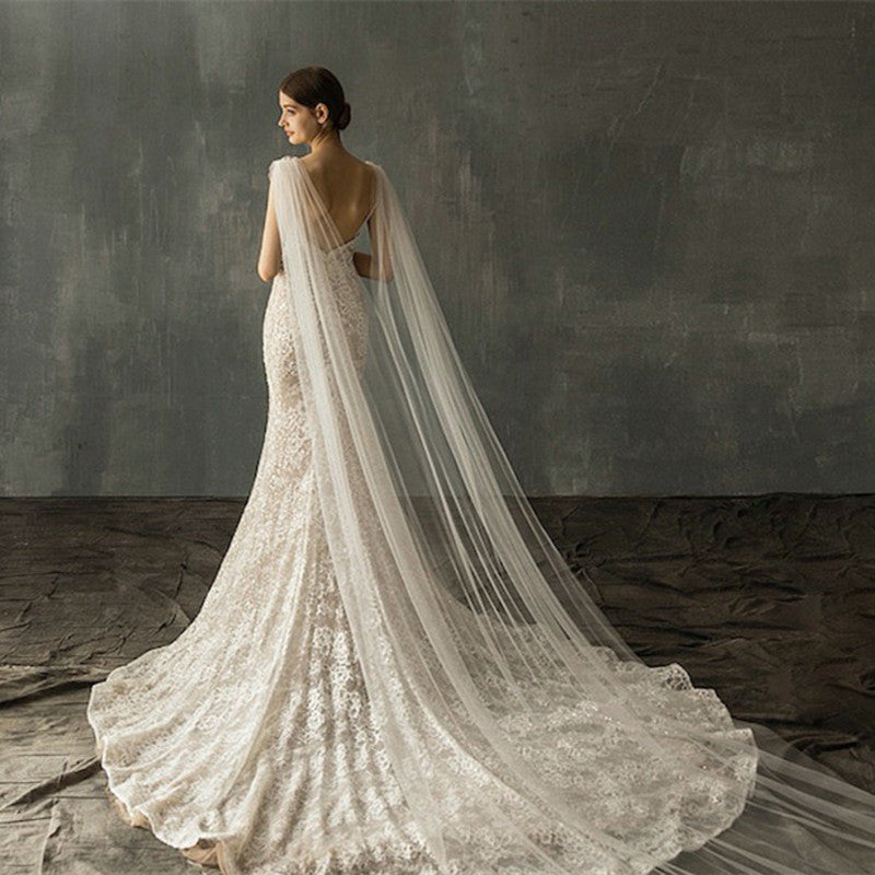 Women's Bridal Long Drag Double Hair Veil