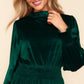 Haptics Mock Neck Smocked Waist Velvet Tiered Dress