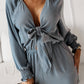 Tied Flounce Sleeve Plunge Romper