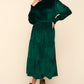 Haptics Mock Neck Smocked Waist Velvet Tiered Dress