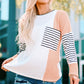 Striped Color Block Waffle-Knit Top